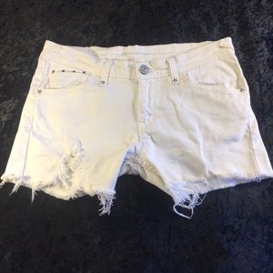 Levi’s white denim shorts star studs sz 27 frayed
